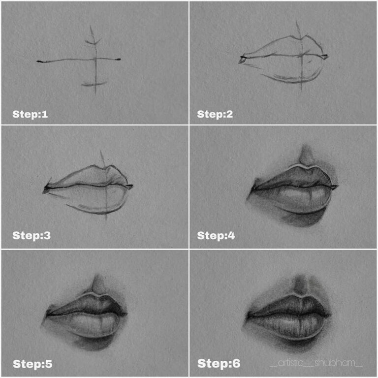 Steps to draw Lips