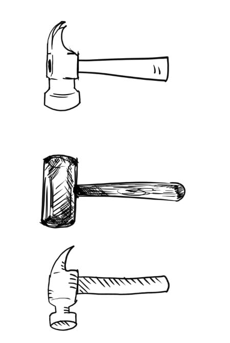 How to draw a hammer easy step by step