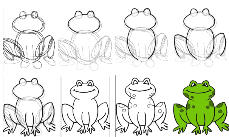 How to draw frog step by step tutorial